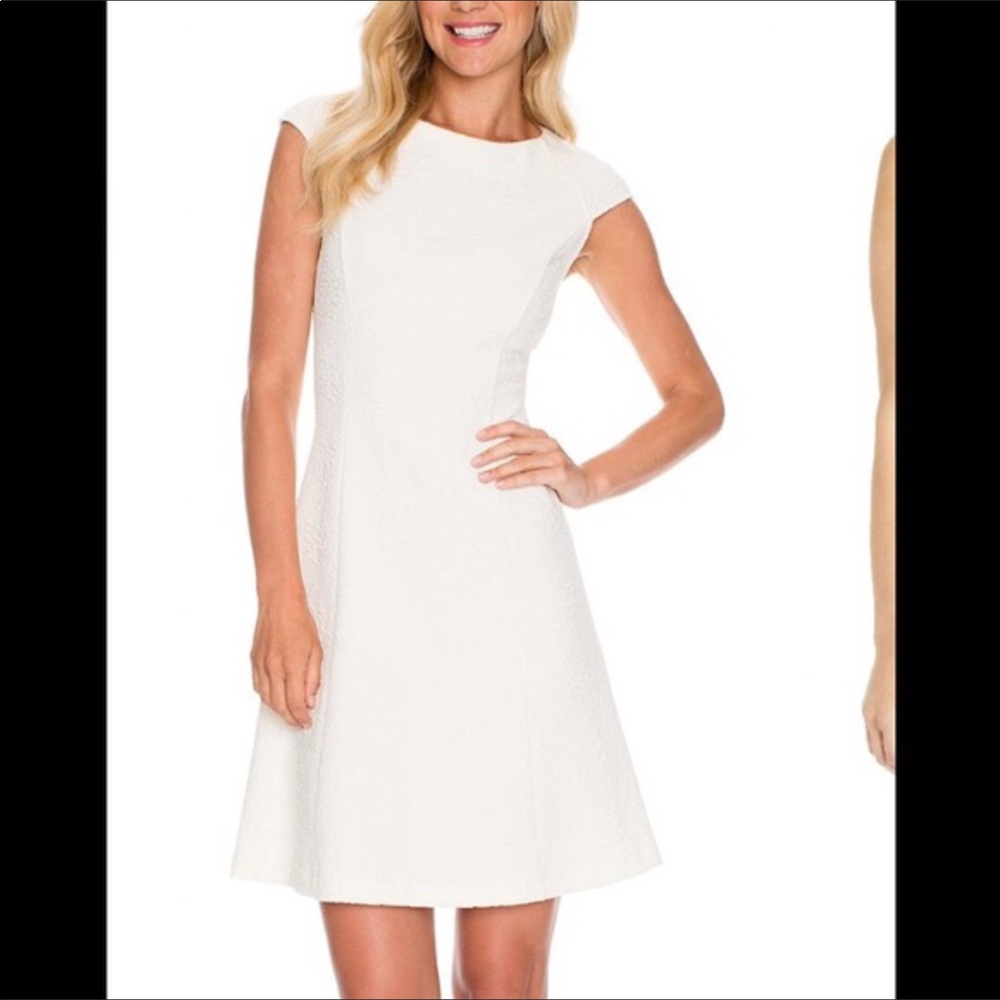 J. McLaughlin Jacquard Ivory Fall Dress